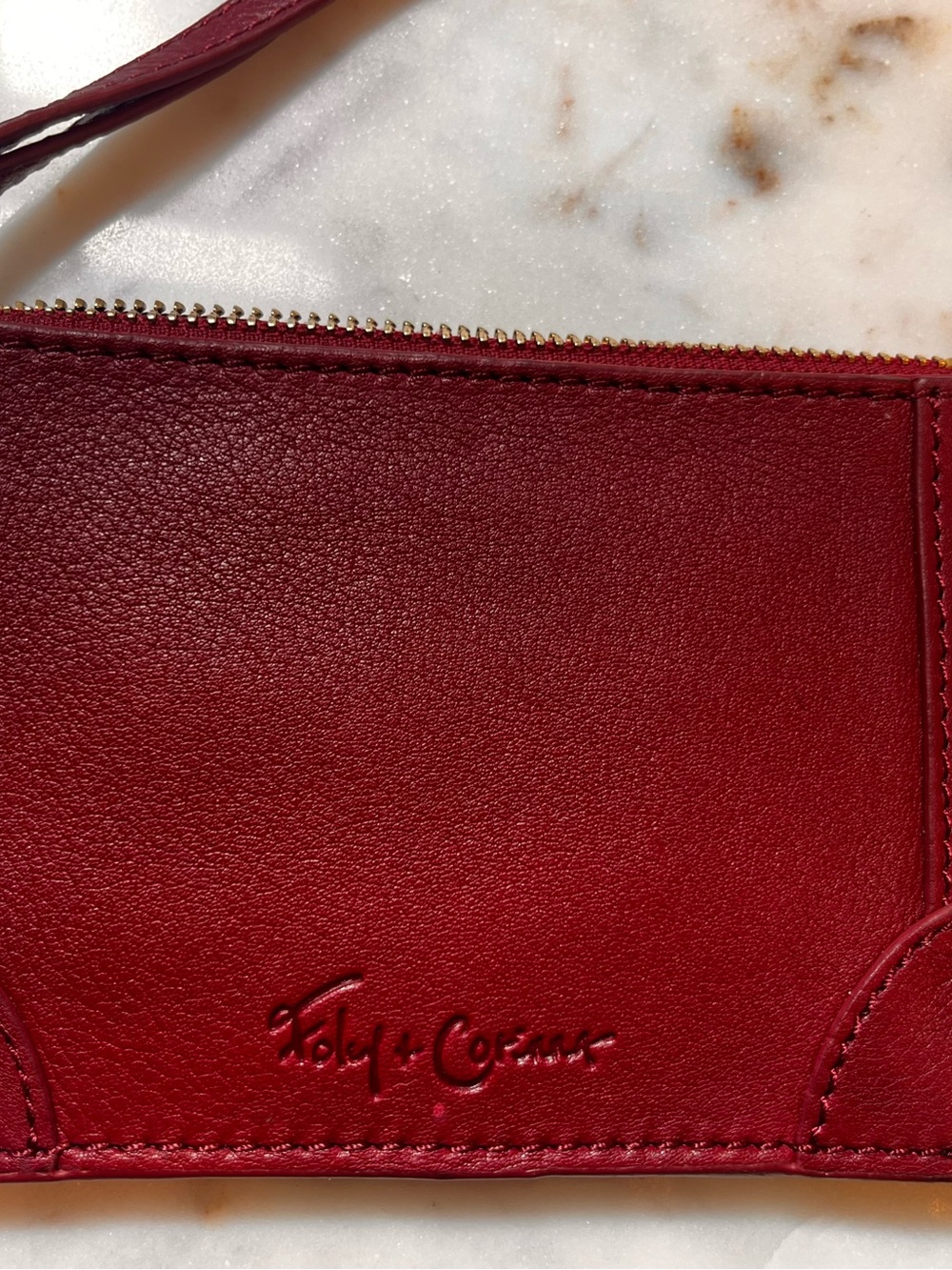 Foley + Corinna Framed Red PebbleLeather Wristlet Clutch.